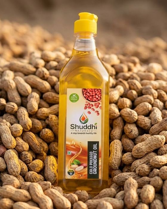 Shuddhi Naturals cold-pressed groundnut oil bottle